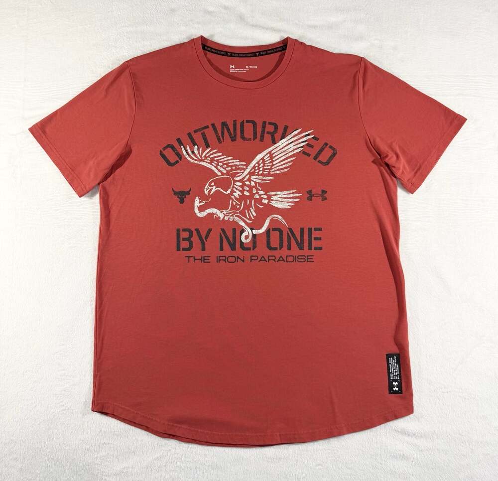 Under Armour Project Rock Outworked By No One Iron Paradise T-Shirt Size XL
